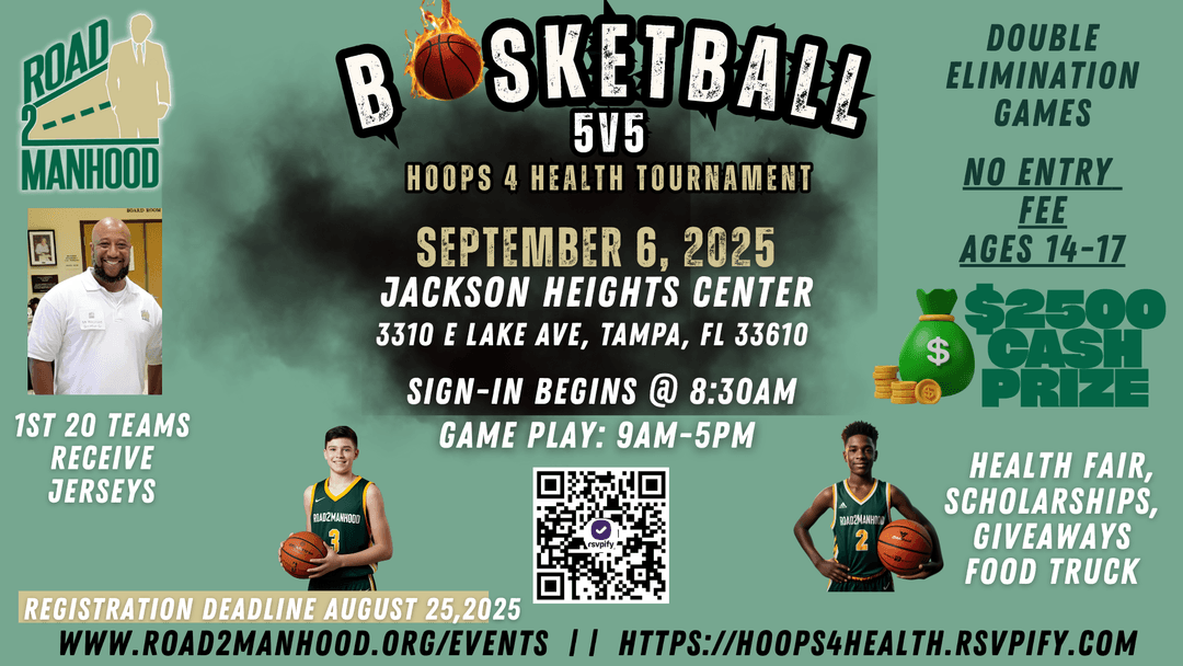 Road 2 Manhood Inc: Hoops 4 Health Basketball Tournament and Health Fair